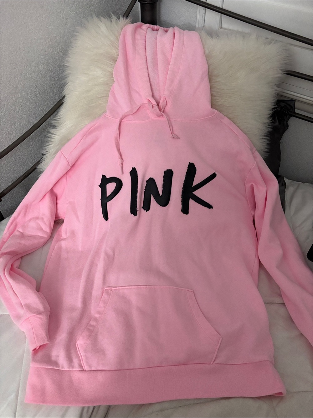 PINK Victoria's Secret Light Pink Hoodie with Black Logo